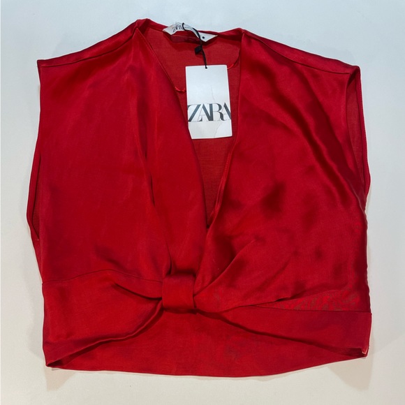 ZARA Red Low V Cut Crop Top | NWT - Picture 3 of 9